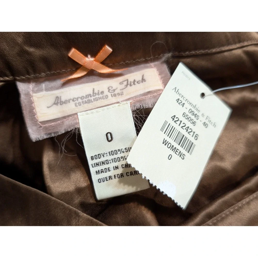 Abercrombie & Fitch Silk Floral Ruffle Mini Skirt Brown Orange Size‎ 0 Y2K NWT